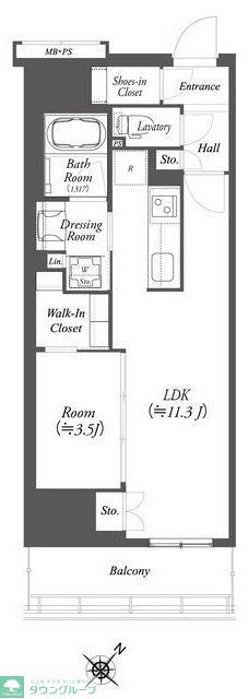 横浜市中区伊勢佐木町のマンションの間取り