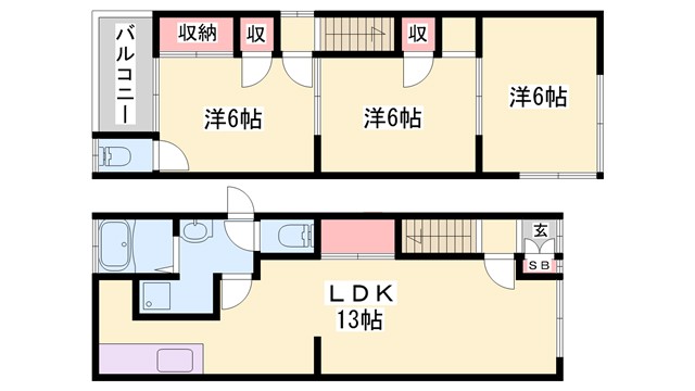 加古川町河原貸家の間取り