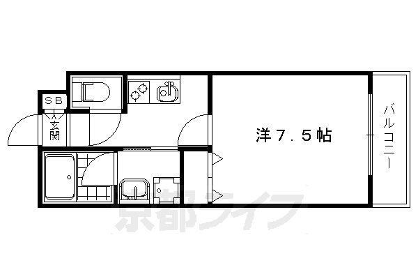 京都市右京区西京極葛野町のマンションの間取り