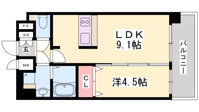 プレサンス三宮東フィールの間取り