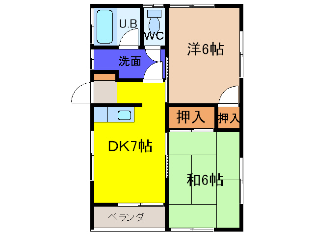 板野愛日ハイツの間取り