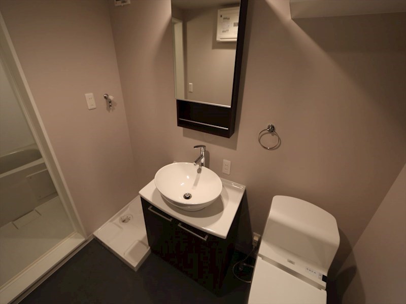 洗面設備　脱衣所　デザイン独立洗面台　収納スペース有