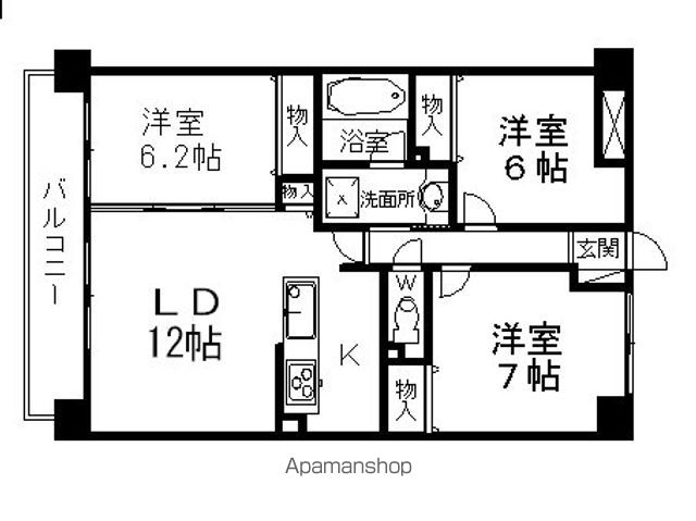 ＪＲ山陽本線 岡山駅 バス乗車時間：18分 最寄りバス停で下車 徒歩4分 14階建 築19年の間取り写真