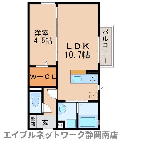 焼津市東小川のアパートの間取り