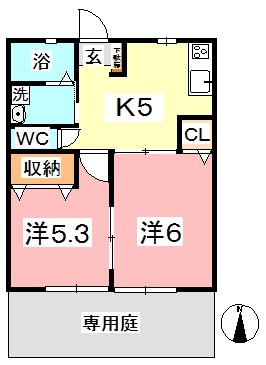 倉敷市船穂町船穂のアパートの間取り