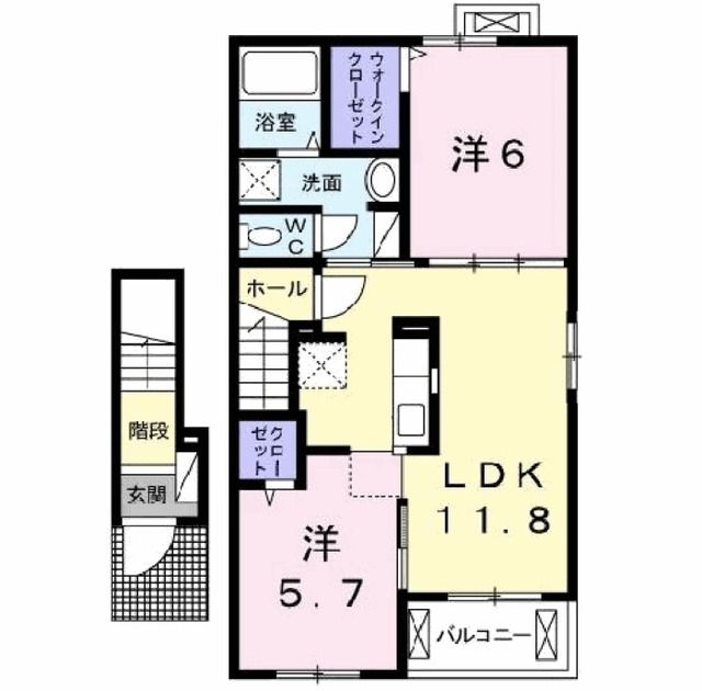 安達郡大玉村玉井のアパートの間取り