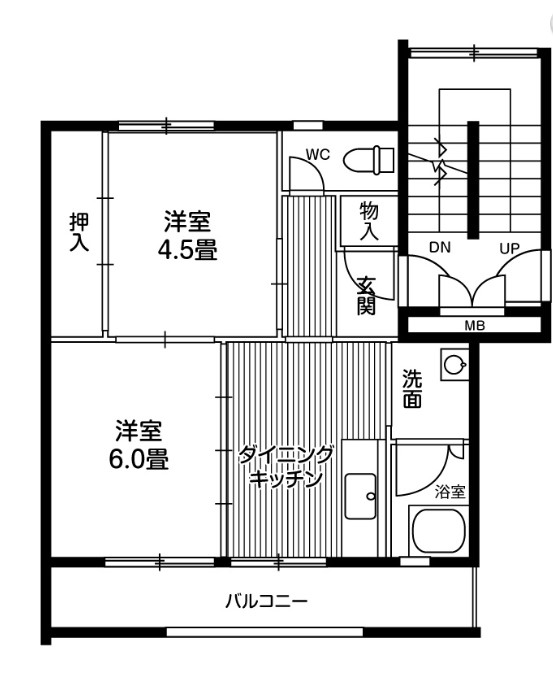 【ビレッジハウス仙台鶴ケ谷二丁目14号棟の間取り】