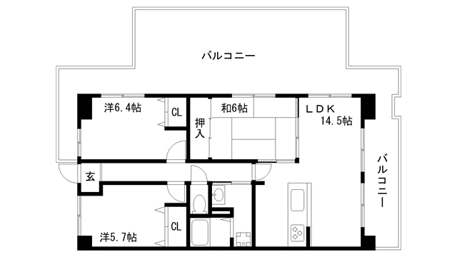 神戸市須磨区清水台のマンションの間取り