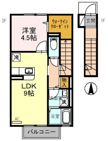 奈良市東九条町のアパートの間取り