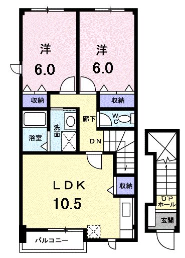 高松市川部町のアパートの間取り