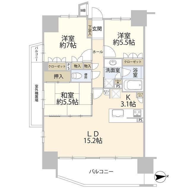 レーベンリヴァーレ町田ルージアタワーの間取り