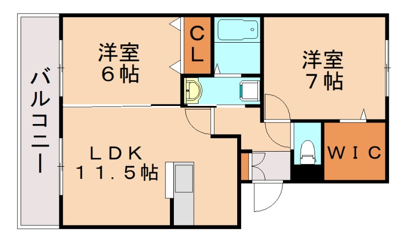 太宰府市水城のアパートの間取り