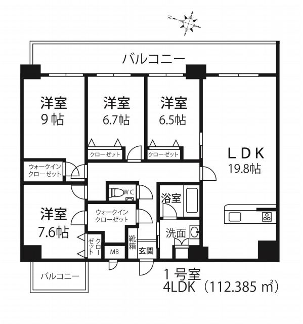 福岡市中央区大名のマンションの間取り