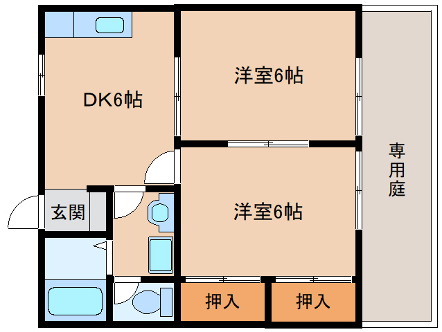 生駒市西松ケ丘のアパートの間取り