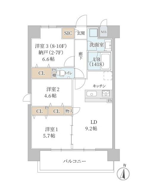 大阪市淀川区木川西のマンションの間取り