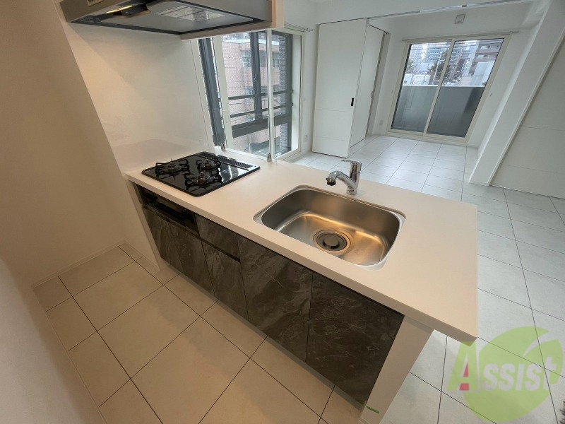 キッチン　キッチンはシックなデザインでした。洗い場も大きい。