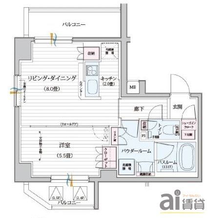 小金井市中町のマンションの間取り