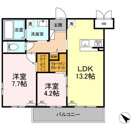 宜野湾市宜野湾のマンションの間取り