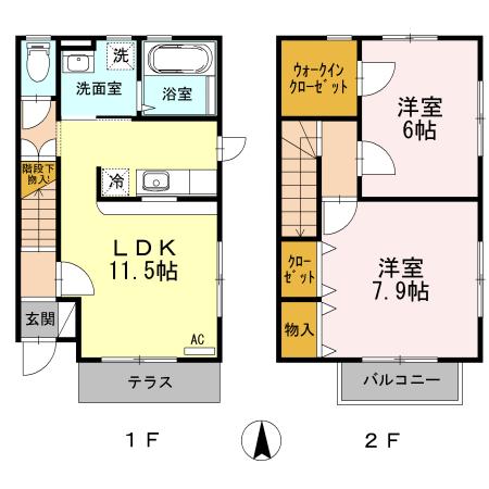 山形市若宮のアパートの間取り