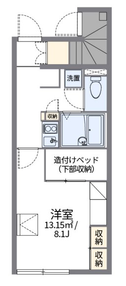 岡山市北区高松のアパートの間取り