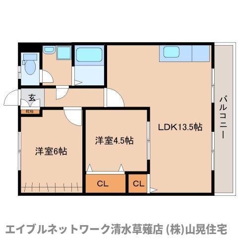 静岡市清水区長崎南町のマンションの間取り