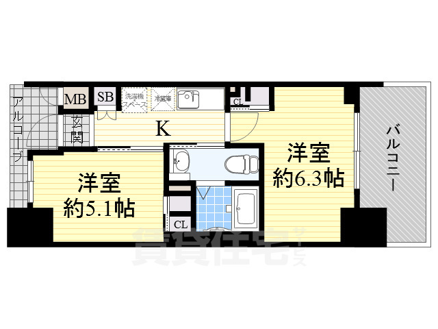 大阪市浪速区下寺のマンションの間取り