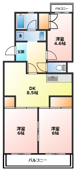 小田原市扇町のマンションの間取り