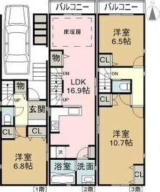 大喜新町3丁目貸家の間取り写真