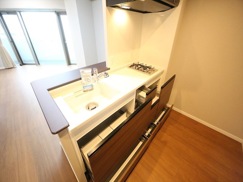 キッチン　システムキッチン（ガス2口コンロ付）カウンターキッチン