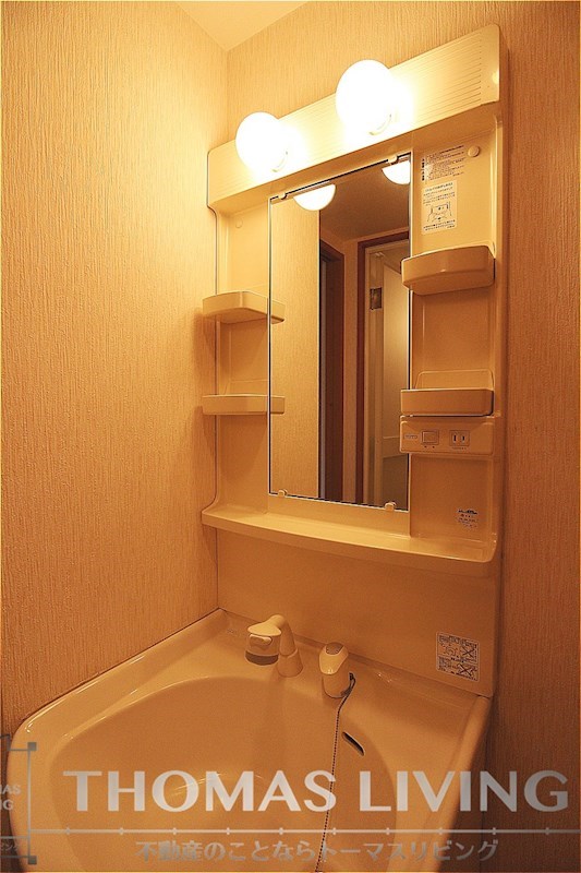 洗面設備　シャワー付きの独立洗面台です。