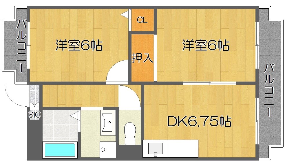 ヴィラスリースター住之江の間取り写真