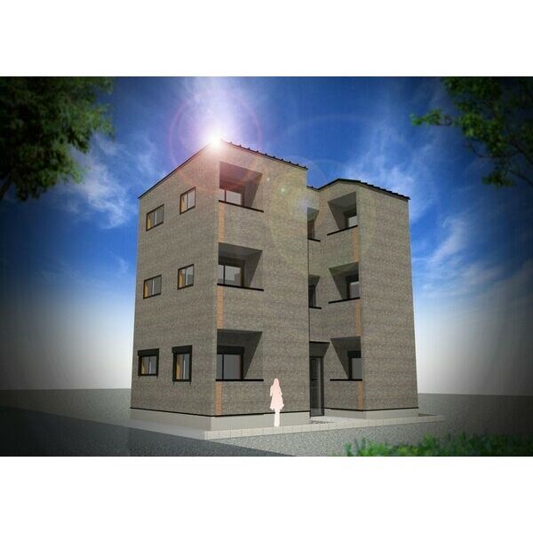 建物外観　外観パース　オートロック付　宅配ＢＯＸ有り