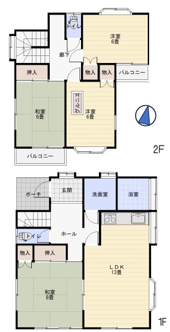 寄居町鉢形貸家の間取り写真
