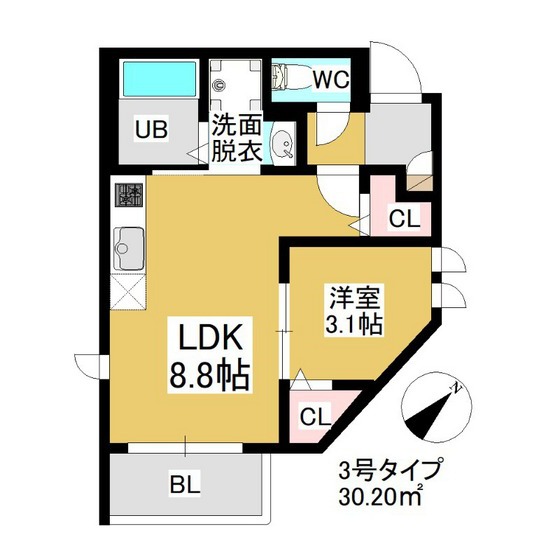 地下鉄七隈線 次郎丸駅 徒歩3分 3階建 築2年の間取り写真