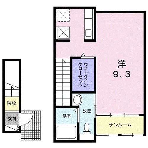 奈良市法蓮町のアパートの間取り