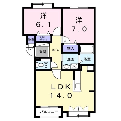 札幌市北区太平六条のマンションの間取り