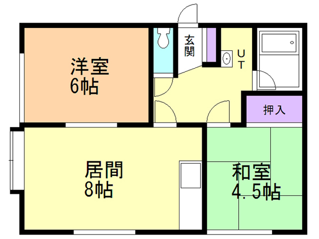 函館市上湯川町のアパートの間取り