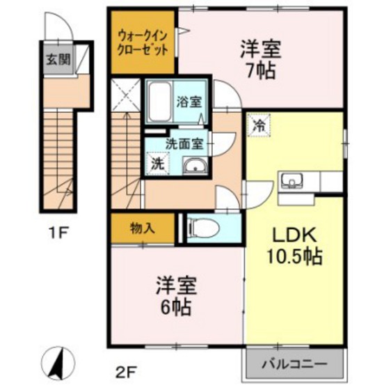 岡山市北区尾上のアパートの間取り