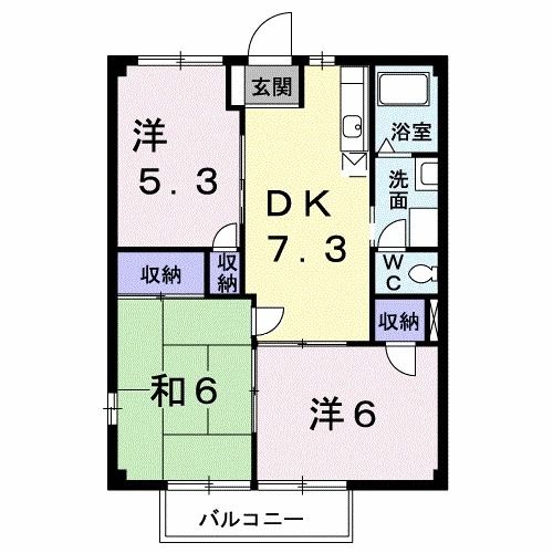 直方市大字頓野のアパートの間取り