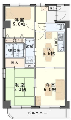 仙台市宮城野区萩野町のマンションの間取り