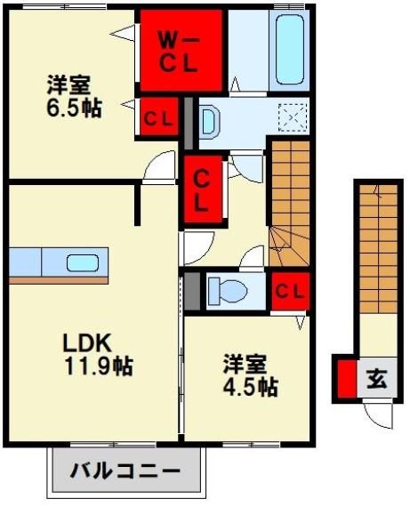 北九州市八幡西区上香月のアパートの間取り