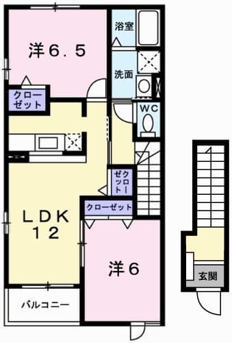 姫路市砥堀のアパートの間取り