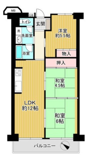 泉佐野市羽倉崎のマンションの間取り