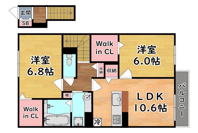 【神戸市灘区赤坂通のアパートの間取り】