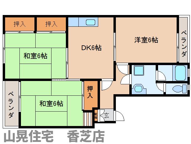 香芝市高のマンションの間取り