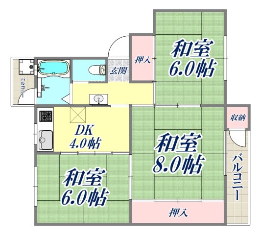 鶴甲コーポ18号棟の間取り