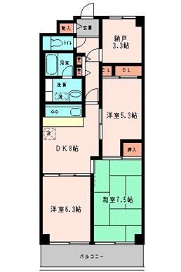 戸田市喜沢南のマンションの間取り