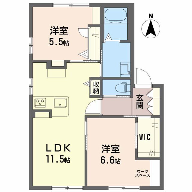 岡山市中区西川原のアパートの間取り