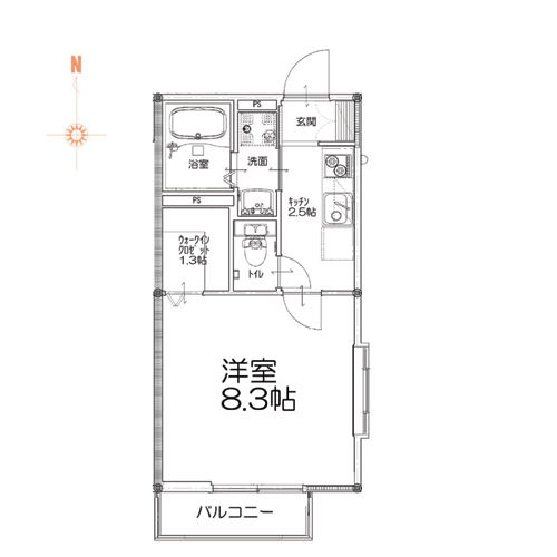 京都市山科区西野野色町のマンションの間取り