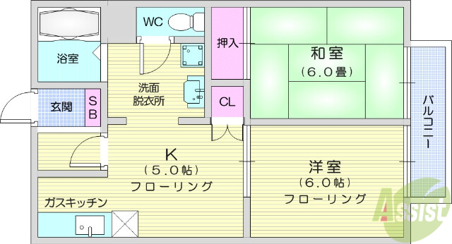 コーポサイトウB棟の間取り